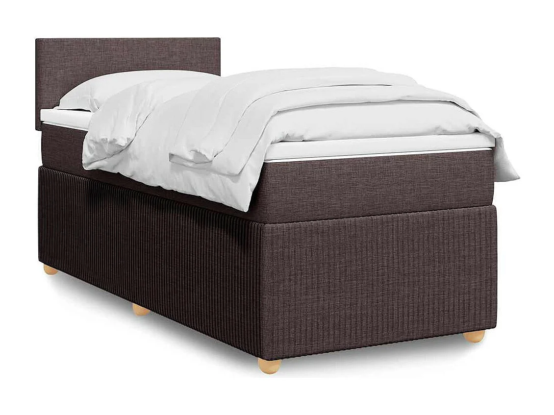 Einzelbett | Bettgestell | Boxspringbett mit Matratze Dunkelbraun 90x200 cm Stoff SHL696449