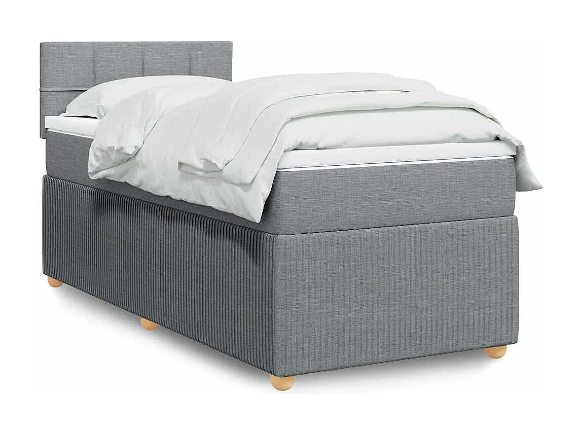 Einzelbett | Bettgestell | Boxspringbett mit Matratze Hellgrau 90x200 cm Stoff SHL110941