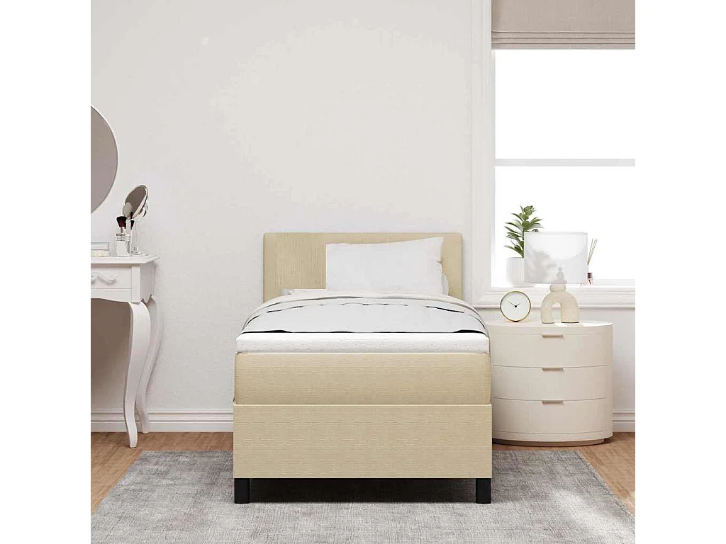 Cama de solteiro | Cama de adulto | Cama Box Manual Cinza Claro e Branco 203 x 80 x 88cm SHL502672
