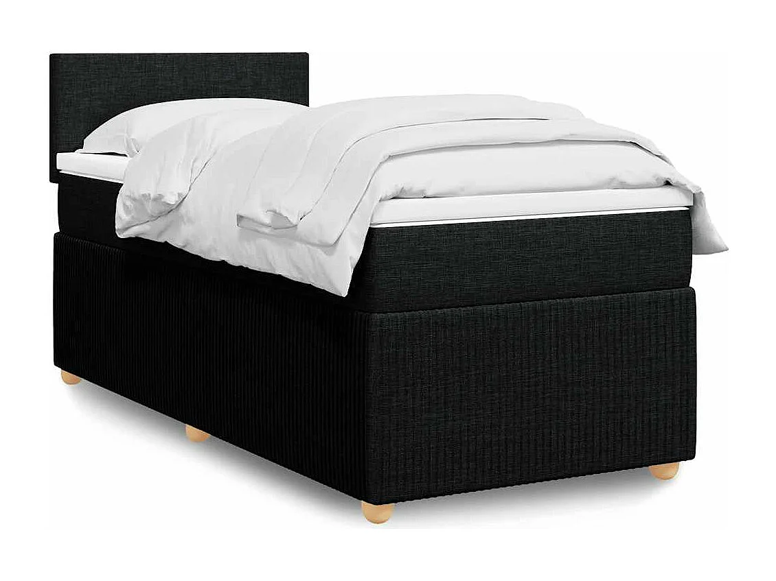 Einzelbett | Bettgestell | Boxspringbett mit Matratze Schwarz 90x190 cm Stoff SHL440873