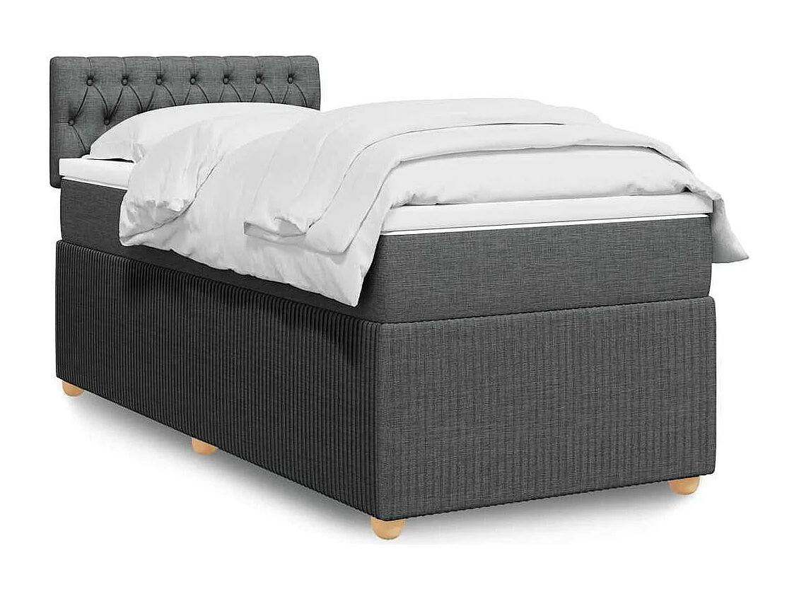 Einzelbett | Bettgestell | Boxspringbett mit Matratze Dunkelgrau 90x200 cm Stoff SHL232293