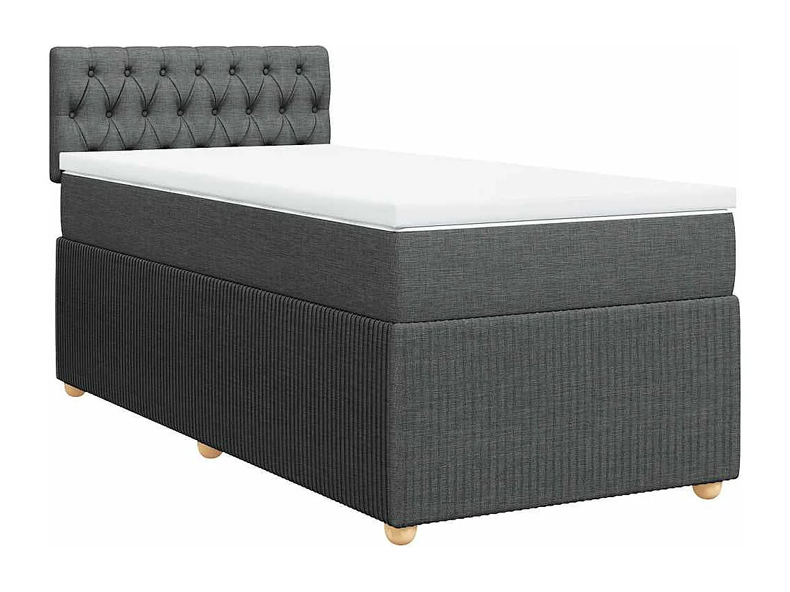 Einzelbett | Bettgestell | Boxspringbett mit Matratze Dunkelgrau 90x200 cm Stoff SHL232293