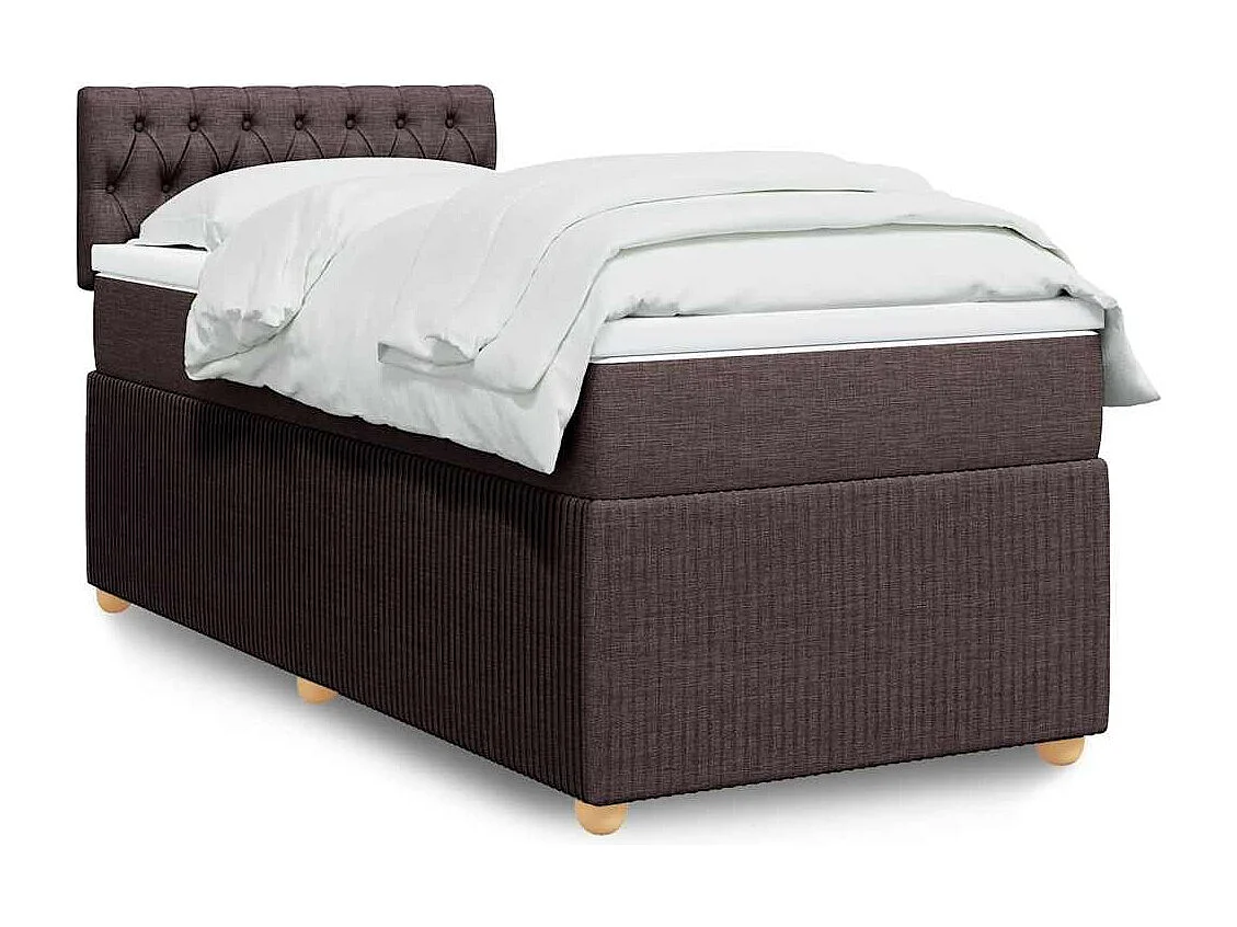 Cama individual | Cama para adultos | Cama box spring con colchón tela marrón oscuro 100x200 cm SHL68144
