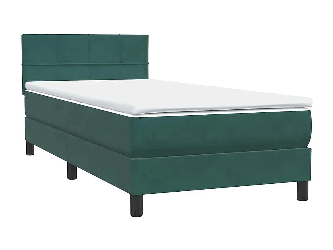 Lit adulte-Lit simple-Sommier à lattes de lit et matelas vert foncé 80x220 cm velours