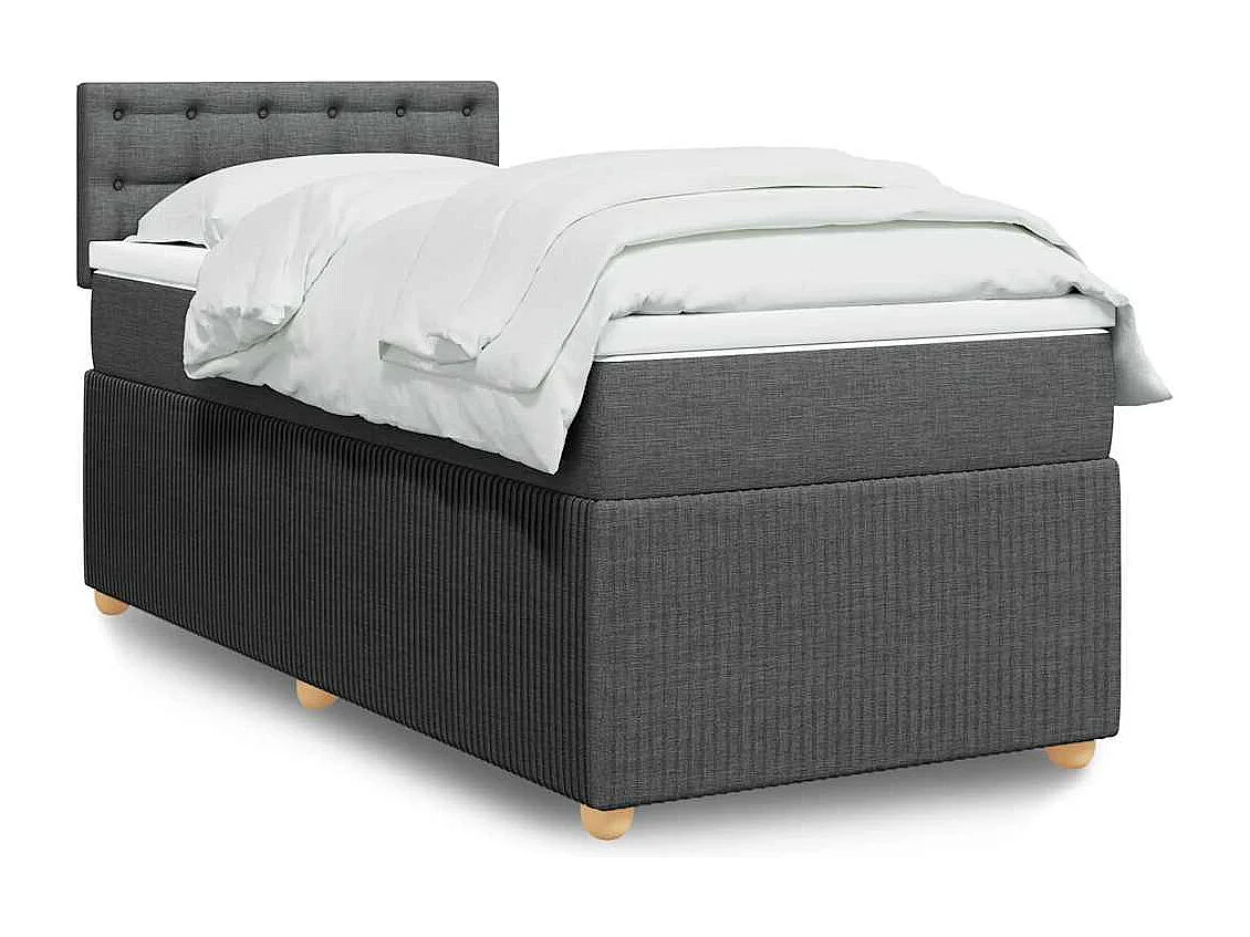Einzelbett | Bettgestell | Boxspringbett mit Matratze Dunkelgrau 90x200 cm Stoff SHL204465