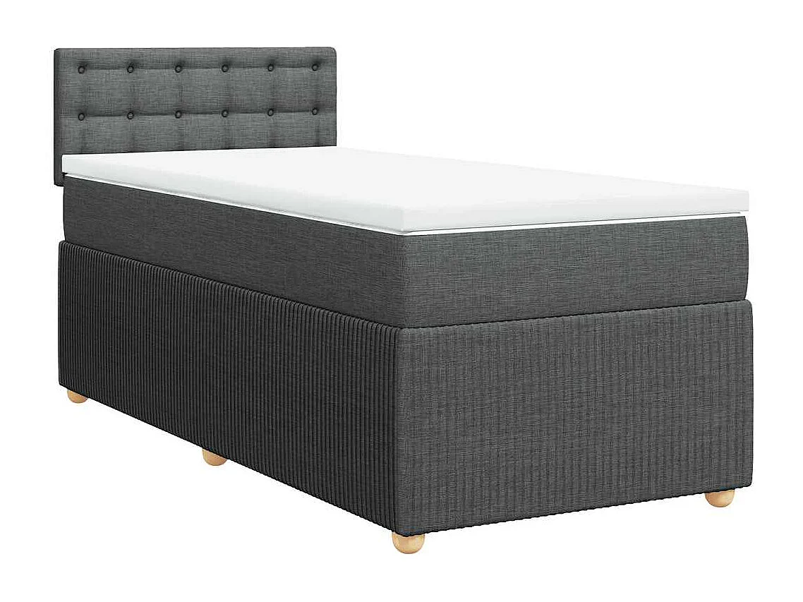 Einzelbett | Bettgestell | Boxspringbett mit Matratze Dunkelgrau 90x200 cm Stoff SHL204465
