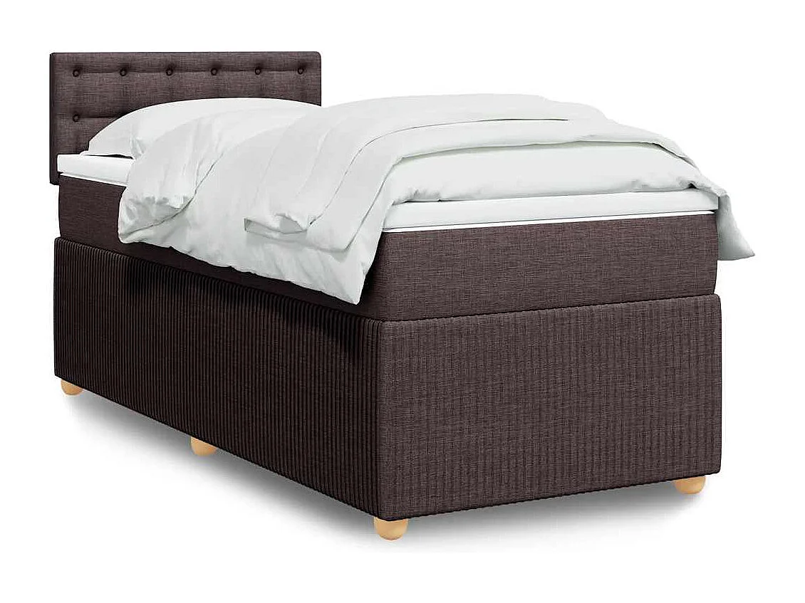 Einzelbett | Bettgestell | Boxspringbett mit Matratze Dunkelbraun 90x200 cm Stoff SHL373004