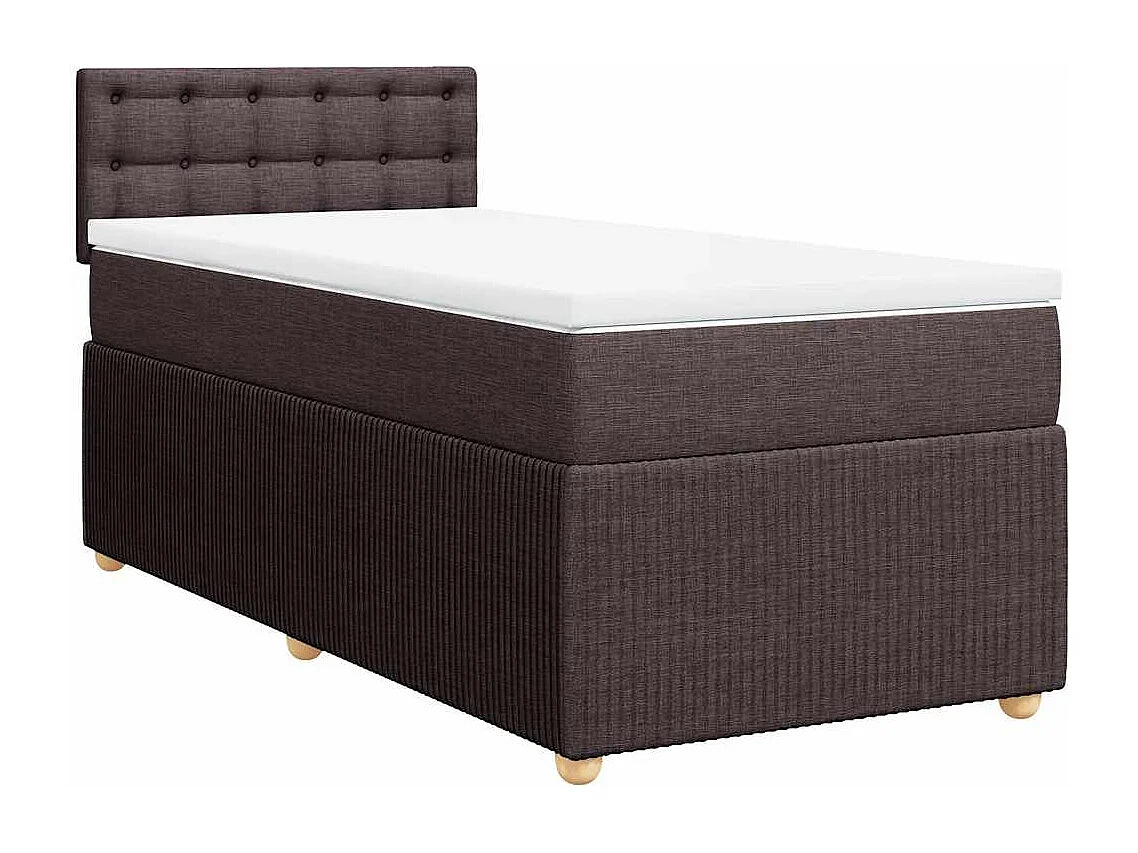 Einzelbett | Bettgestell | Boxspringbett mit Matratze Dunkelbraun 90x200 cm Stoff SHL373004