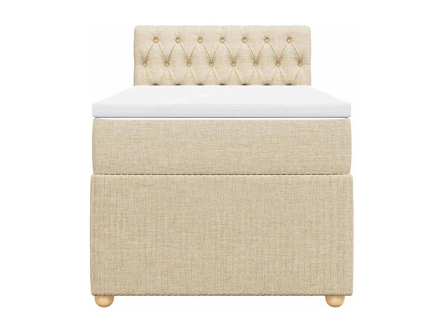 Boxspringbett-Einzelbett-Bettgestell mit Matratze Creme 90x200 cm Stoff SHL84193