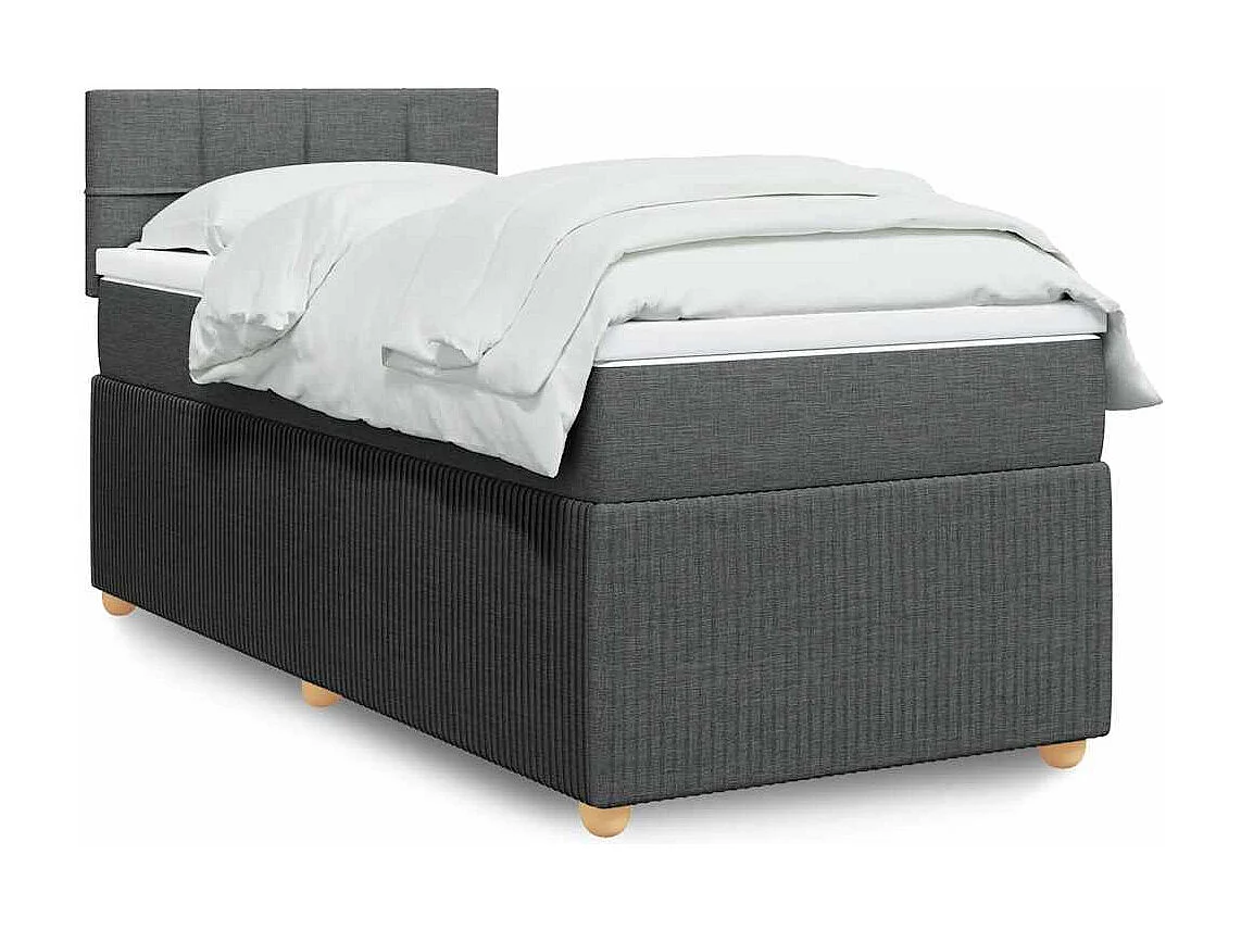Einzelbett | Bettgestell | Boxspringbett mit Matratze Dunkelgrau 90x200 cm Stoff SHL531402