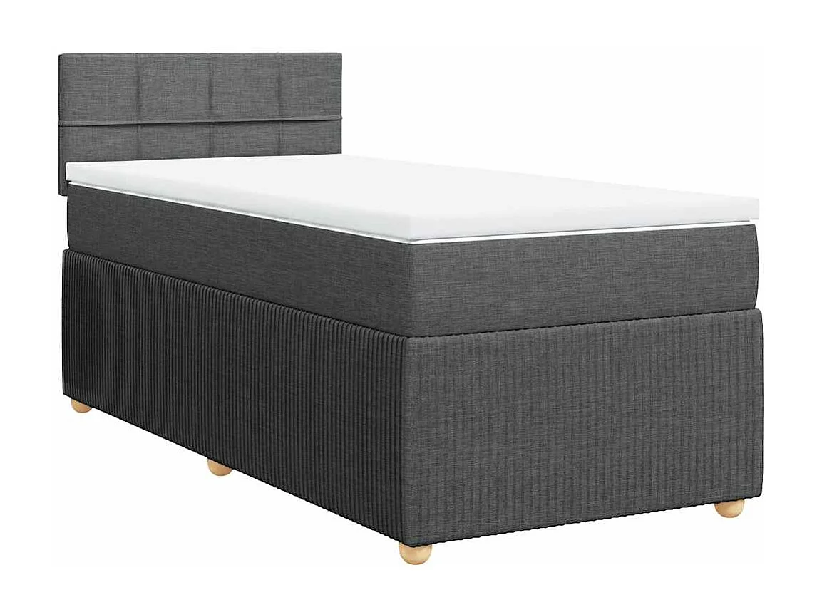 Einzelbett | Bettgestell | Boxspringbett mit Matratze Dunkelgrau 90x200 cm Stoff SHL531402