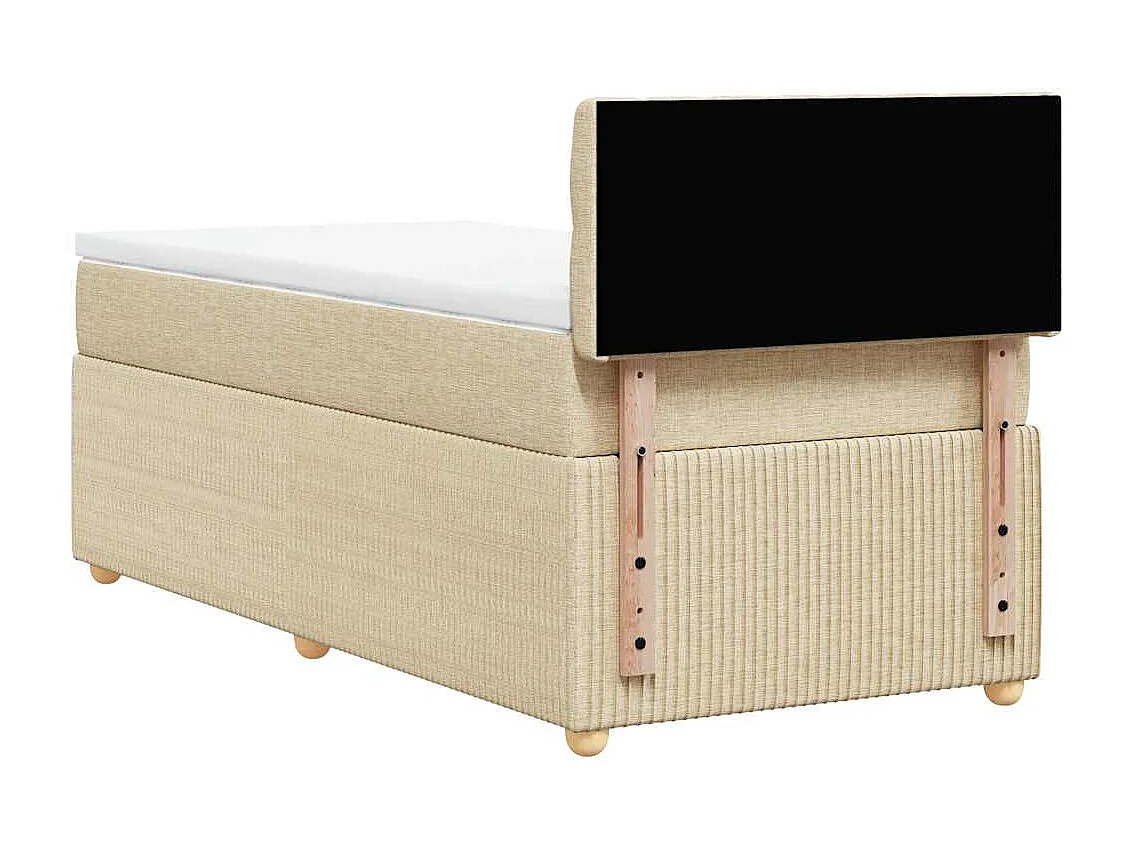 Einzelbett | Bettgestell | Boxspringbett mit Matratze Creme 100x200 cm Stoff SHL35391