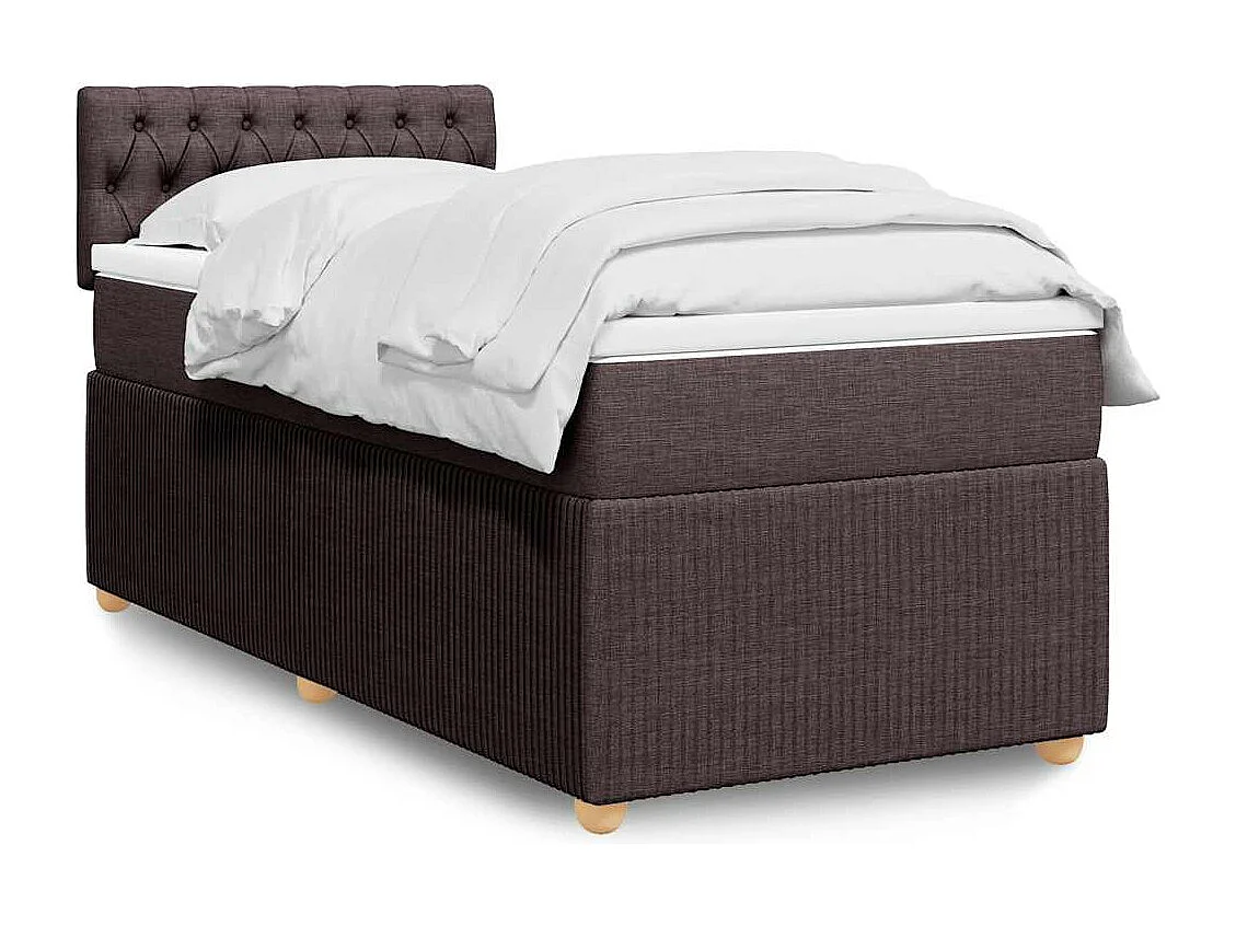Einzelbett | Bettgestell | Boxspringbett mit Matratze Dunkelbraun 90x200 cm Stoff SHL945253