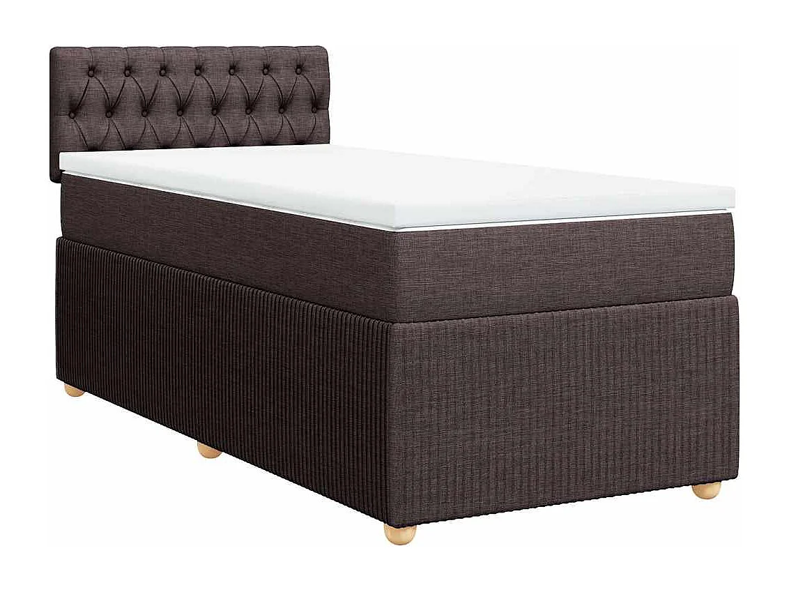 Einzelbett | Bettgestell | Boxspringbett mit Matratze Dunkelbraun 90x200 cm Stoff SHL945253