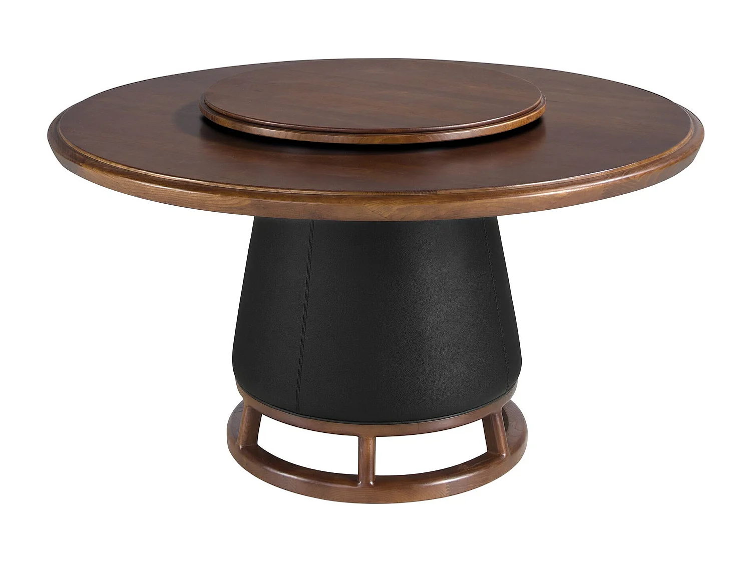 Table de salle à manger ronde en noyer foncé et bois avec revêtement en simili-cuir 1168 ANGEL CERDA