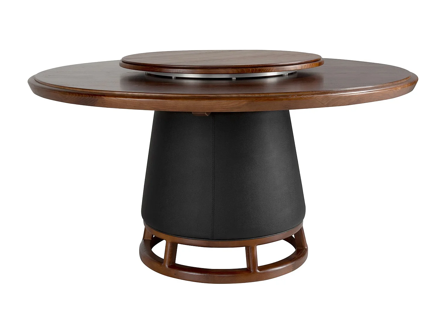Table de salle à manger ronde en noyer foncé et bois avec revêtement en simili-cuir 1168 ANGEL CERDA