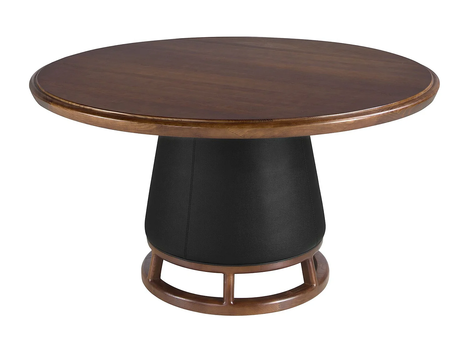 Table de salle à manger ronde en noyer foncé et bois avec revêtement en simili-cuir 1168 ANGEL CERDA