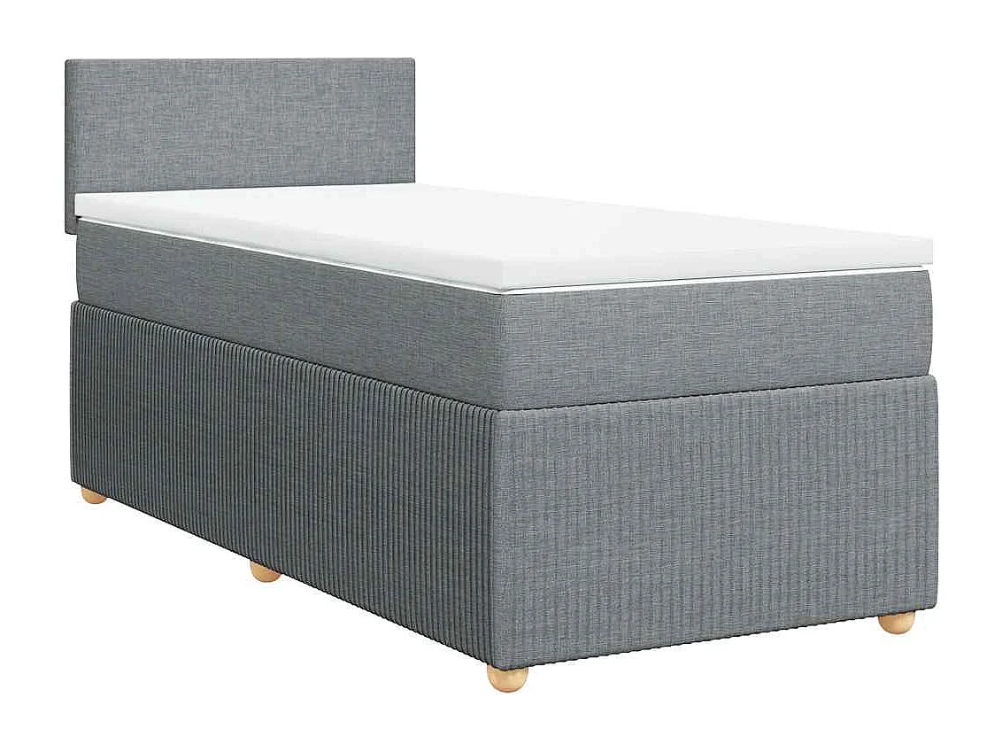 Einzelbett | Bettgestell | Boxspringbett mit Matratze Hellgrau 100x200 cm Stoff SHL932738