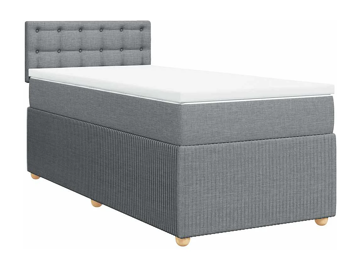 Einzelbett | Bettgestell | Boxspringbett mit Matratze Hellgrau 90x200 cm Stoff SHL668764