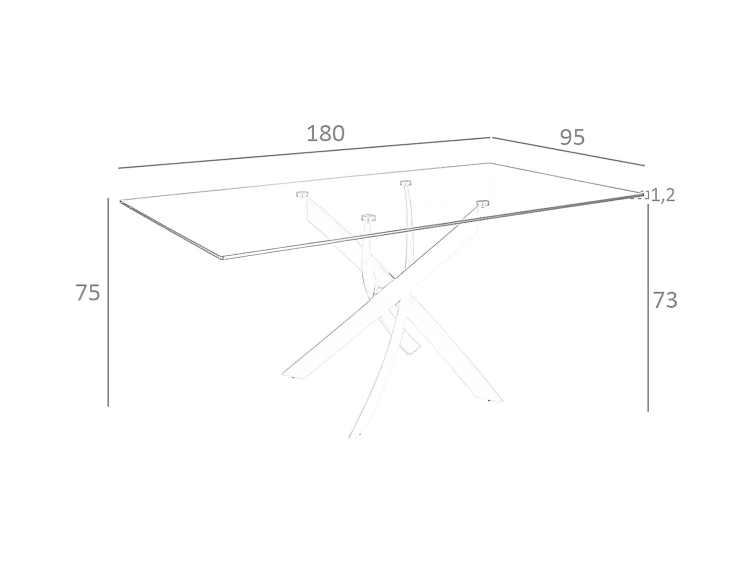 Rechteckiger Esstisch aus gehärtetem Glas und rosa Stahl 1169-180x95 ANGEL CERDA