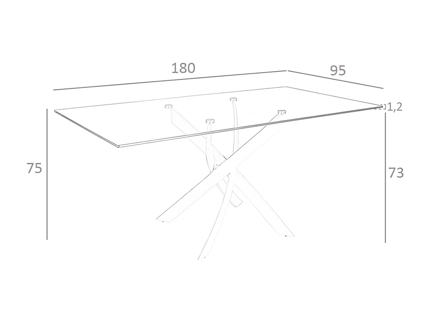 Table de salle à manger rectangulaire en verre trempé et acier rose 1169-180x95 ANGEL CERDA