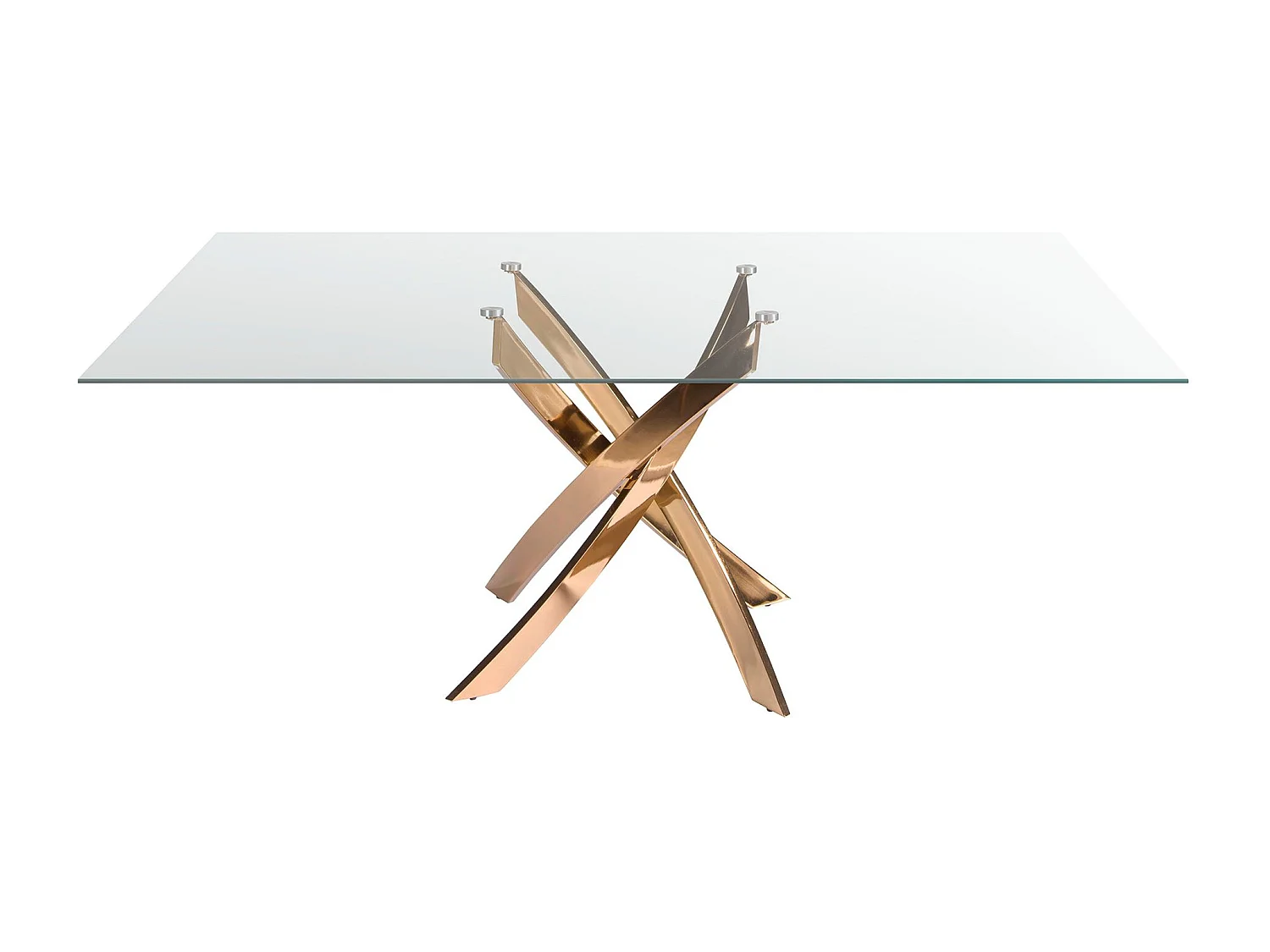 Mesa de jantar retangular em vidro temperado e aço rosa 1169-180x95 ANGEL CERDA