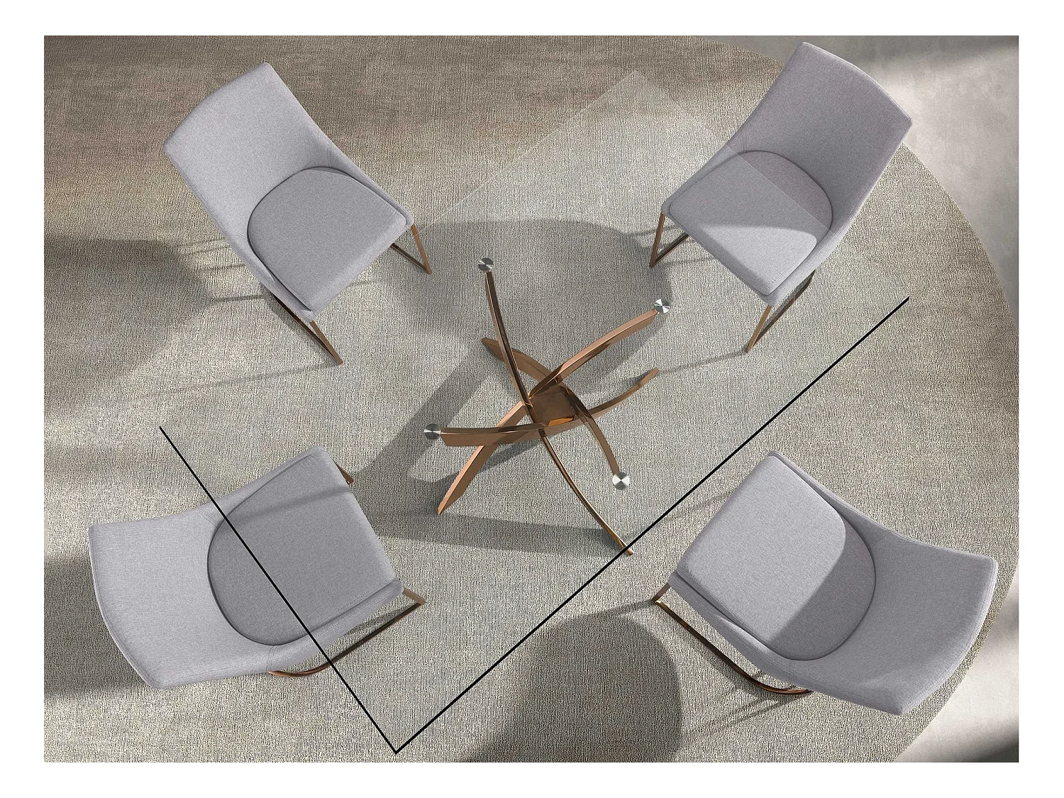 Rechteckiger Esstisch aus gehärtetem Glas und rosa Stahl 1169-150x95 ANGEL CERDA