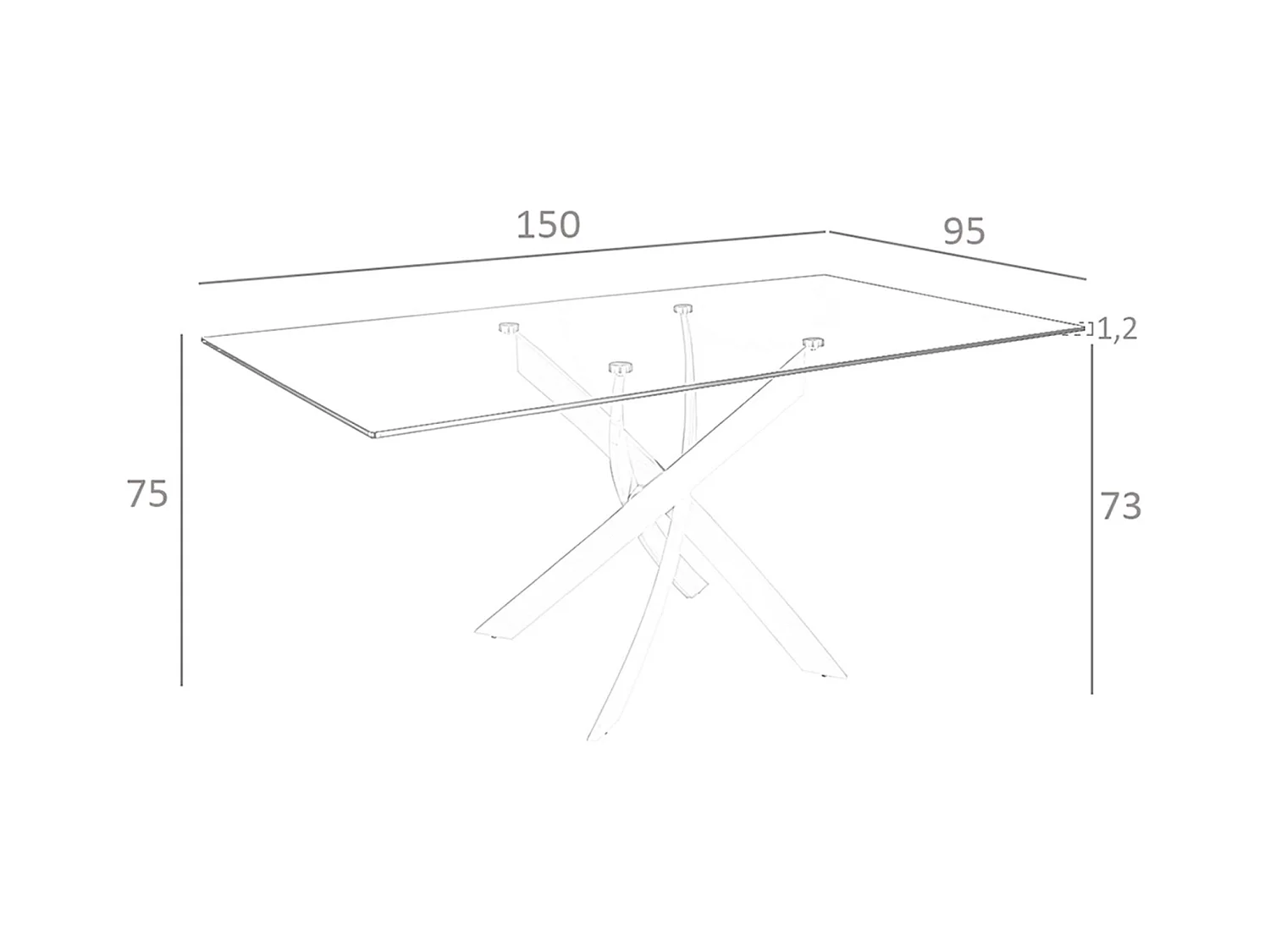 Rechteckiger Esstisch aus gehärtetem Glas und rosa Stahl 1169-150x95 ANGEL CERDA