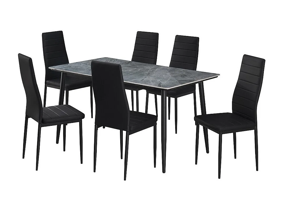 Table à manger GRANVIA – 140x80 cm effet ardoise et pieds métal