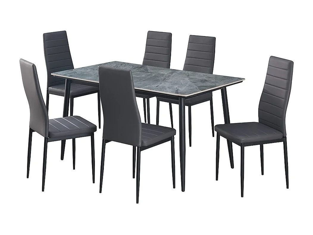 Table à manger GRANVIA – 140x80 cm effet ardoise et pieds métal