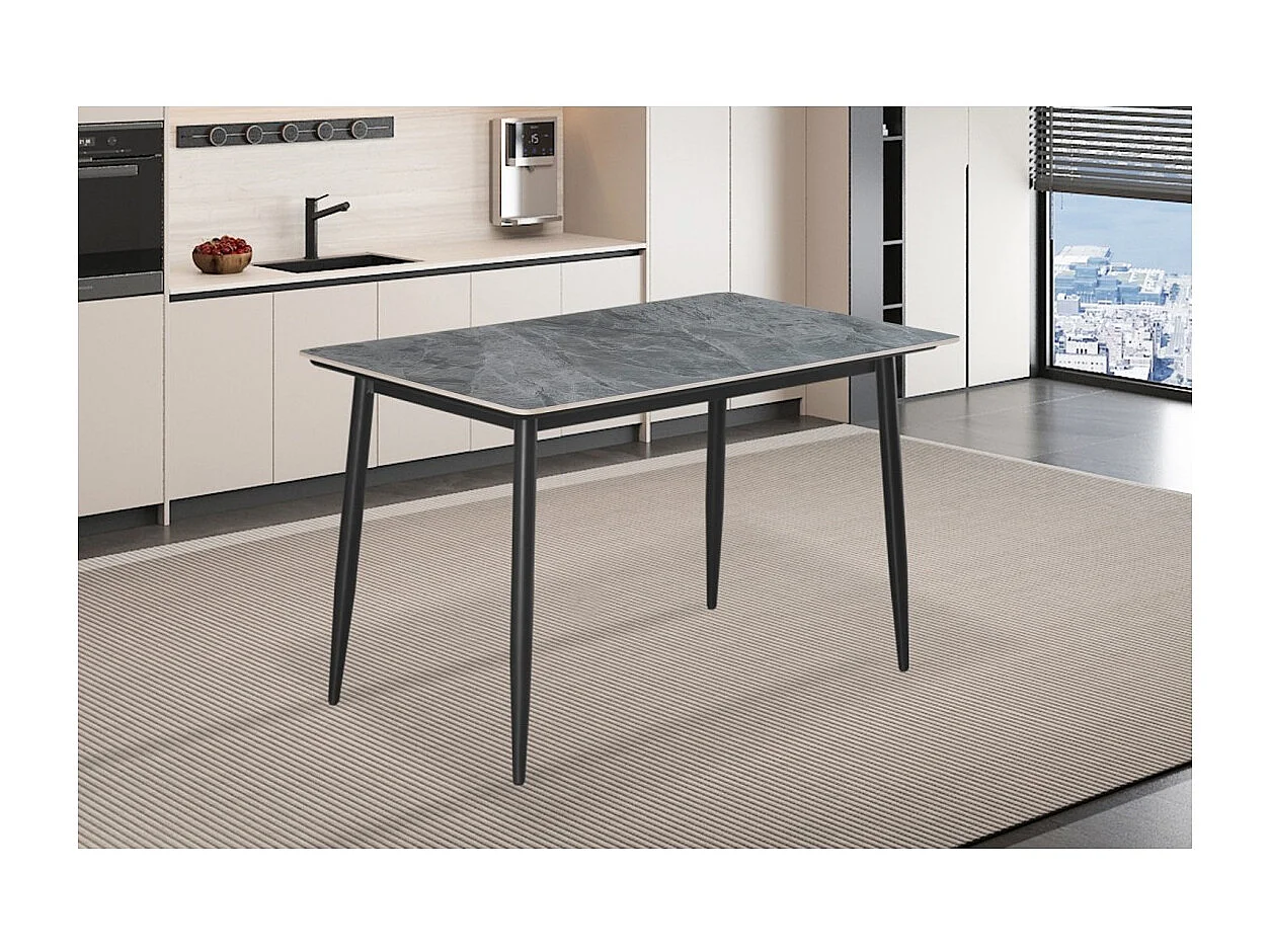 Table à manger GRANVIA – 140x80 cm effet ardoise et pieds métal