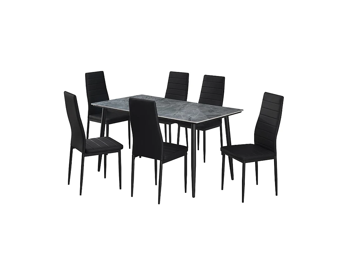 Eettafel GRANVIA – 140x80 cm leisteen effect en metalen poten