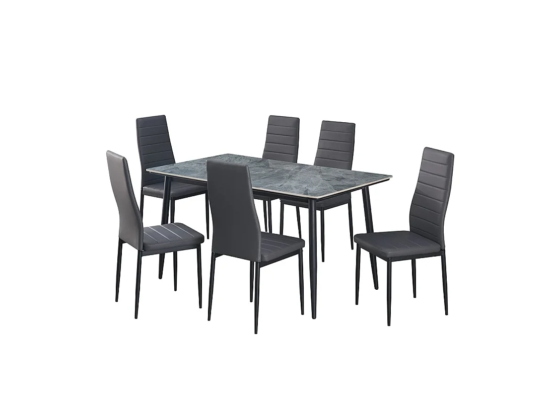 Eettafel GRANVIA – 140x80 cm leisteen effect en metalen poten