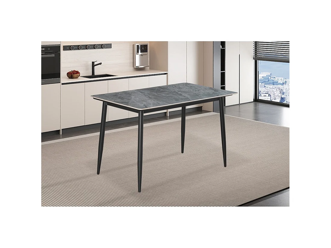 Eettafel GRANVIA – 140x80 cm leisteen effect en metalen poten