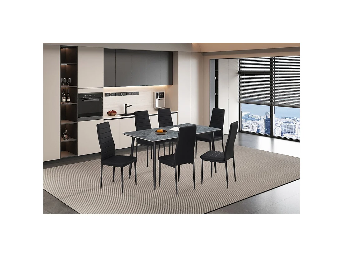 Eettafel GRANVIA – 140x80 cm leisteen effect en metalen poten