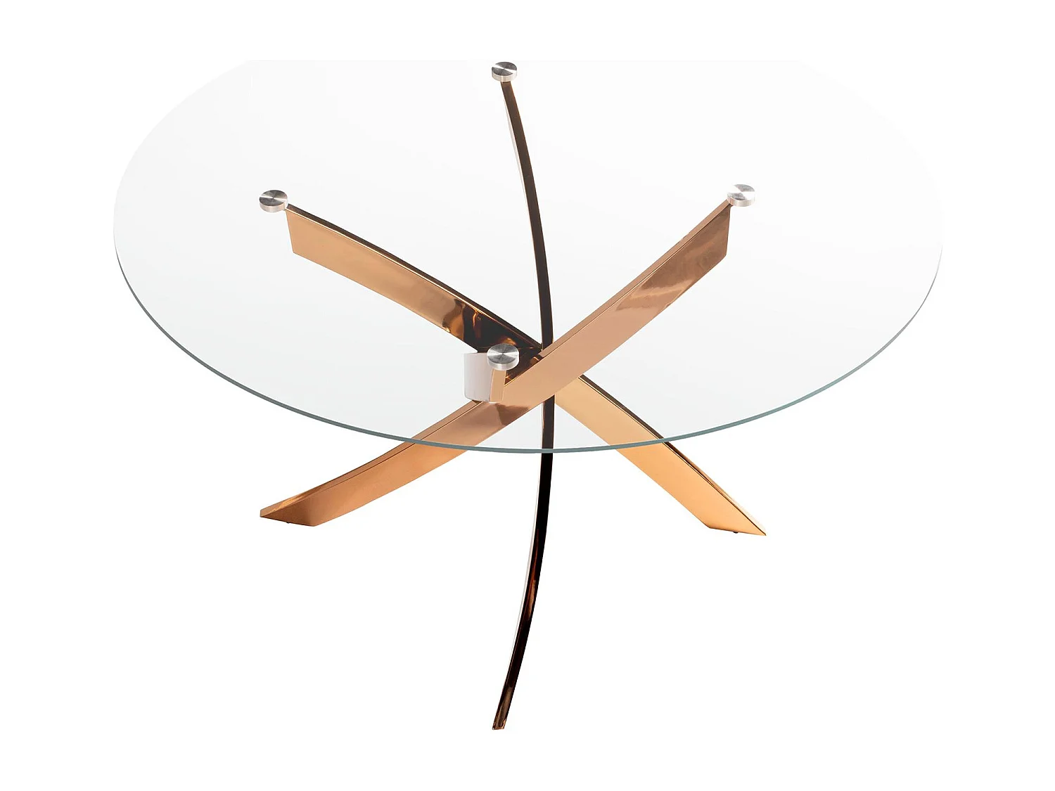 Table de salle à manger ronde en verre trempé et acier rose 1169-Ø110 ANGEL CERDA