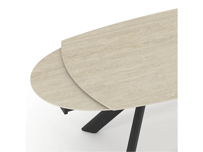 Table extensible 180 à 260 cm ovale céramique effet travertin - KITE