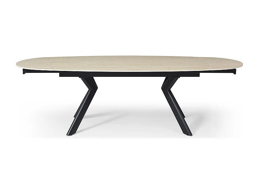 Table extensible 180 à 260 cm ovale céramique effet travertin - KITE