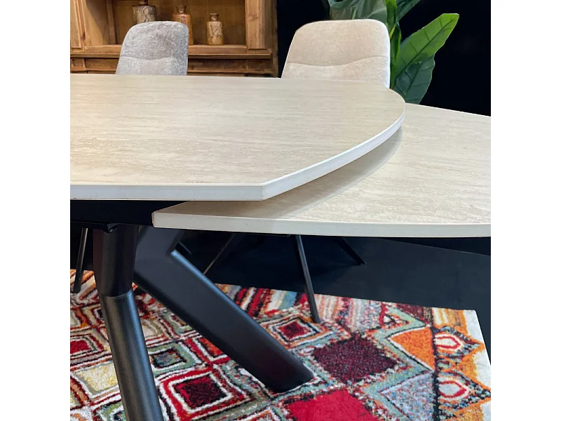 Table extensible 180 à 260 cm ovale céramique effet travertin - KITE