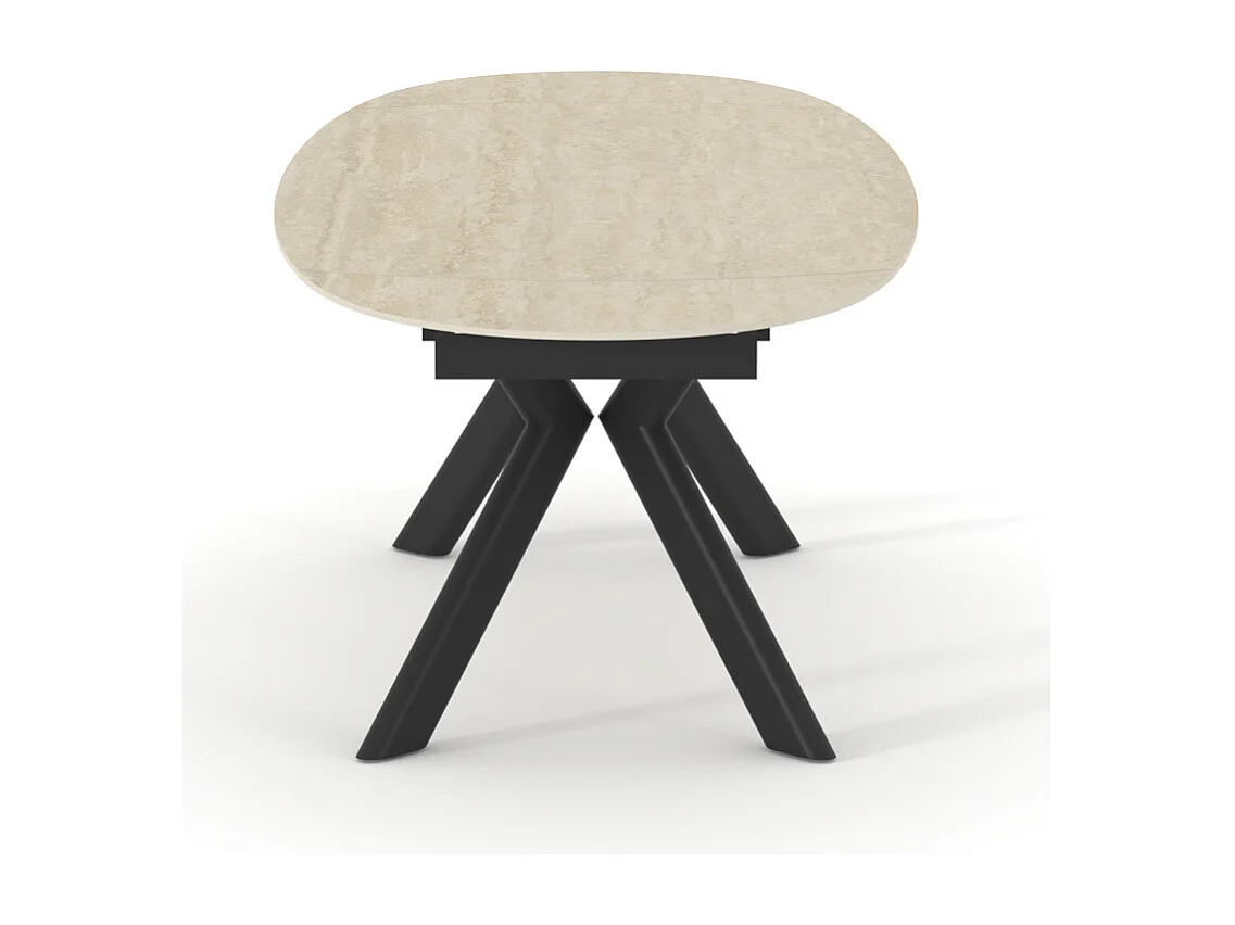 Table extensible 180 à 260 cm ovale céramique effet travertin - KITE