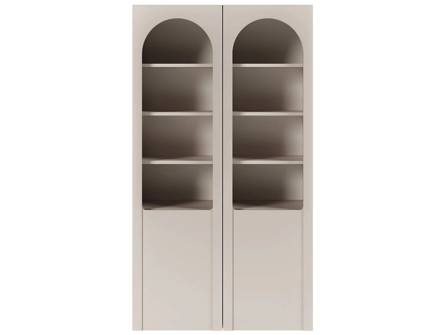 Vitrine avec portes cintrées et façades en verre – Gris cachemire – 100 cm – ARKADIA