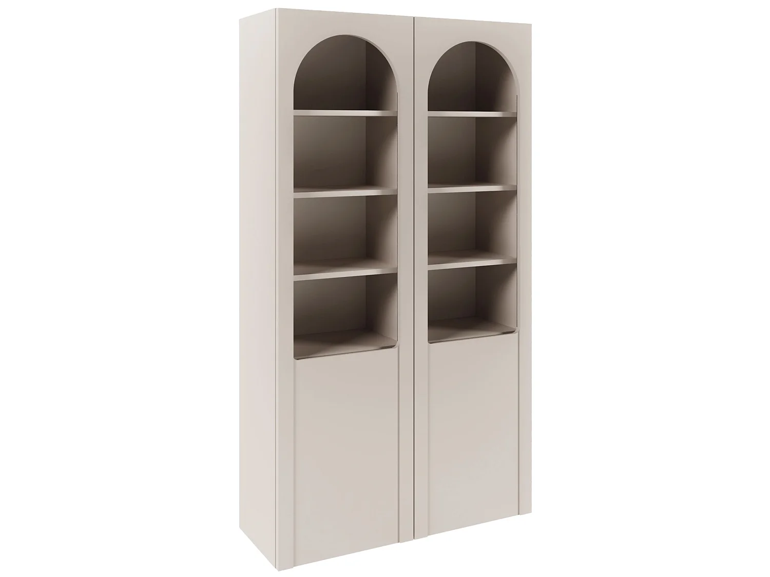 Vitrine avec portes cintrées et façades en verre – Gris cachemire – 100 cm – ARKADIA