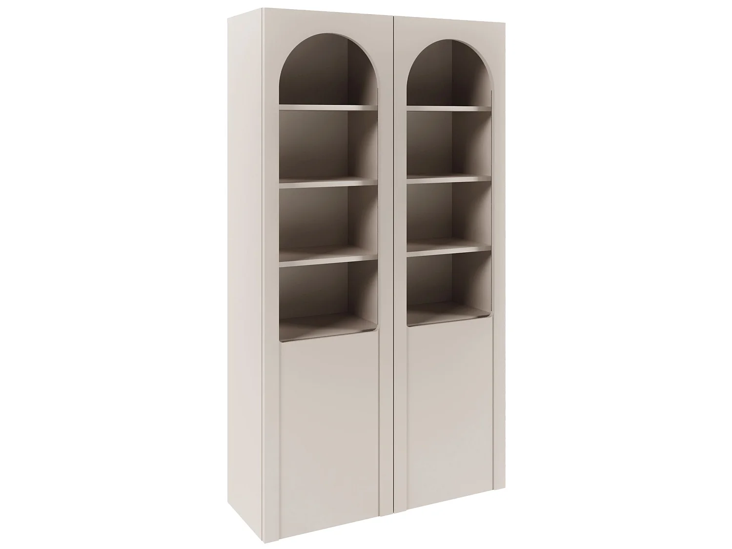 Vitrine avec portes cintrées et façades en verre – Gris cachemire – 100 cm – ARKADIA