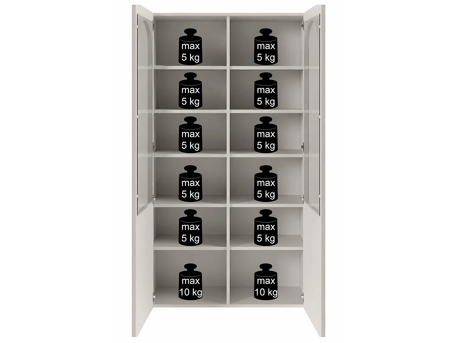 Vitrine avec portes cintrées et façades en verre – Gris cachemire – 100 cm – ARKADIA