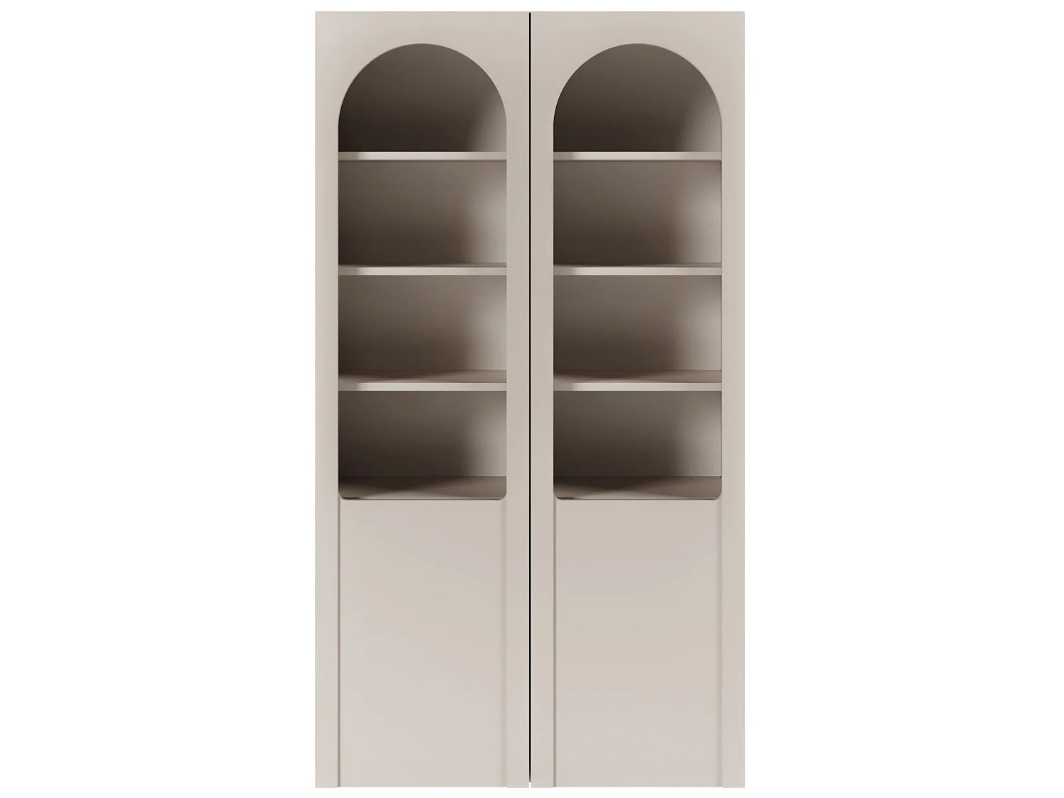 Vitrine avec portes cintrées et façades en verre – Gris cachemire – 100 cm – ARKADIA
