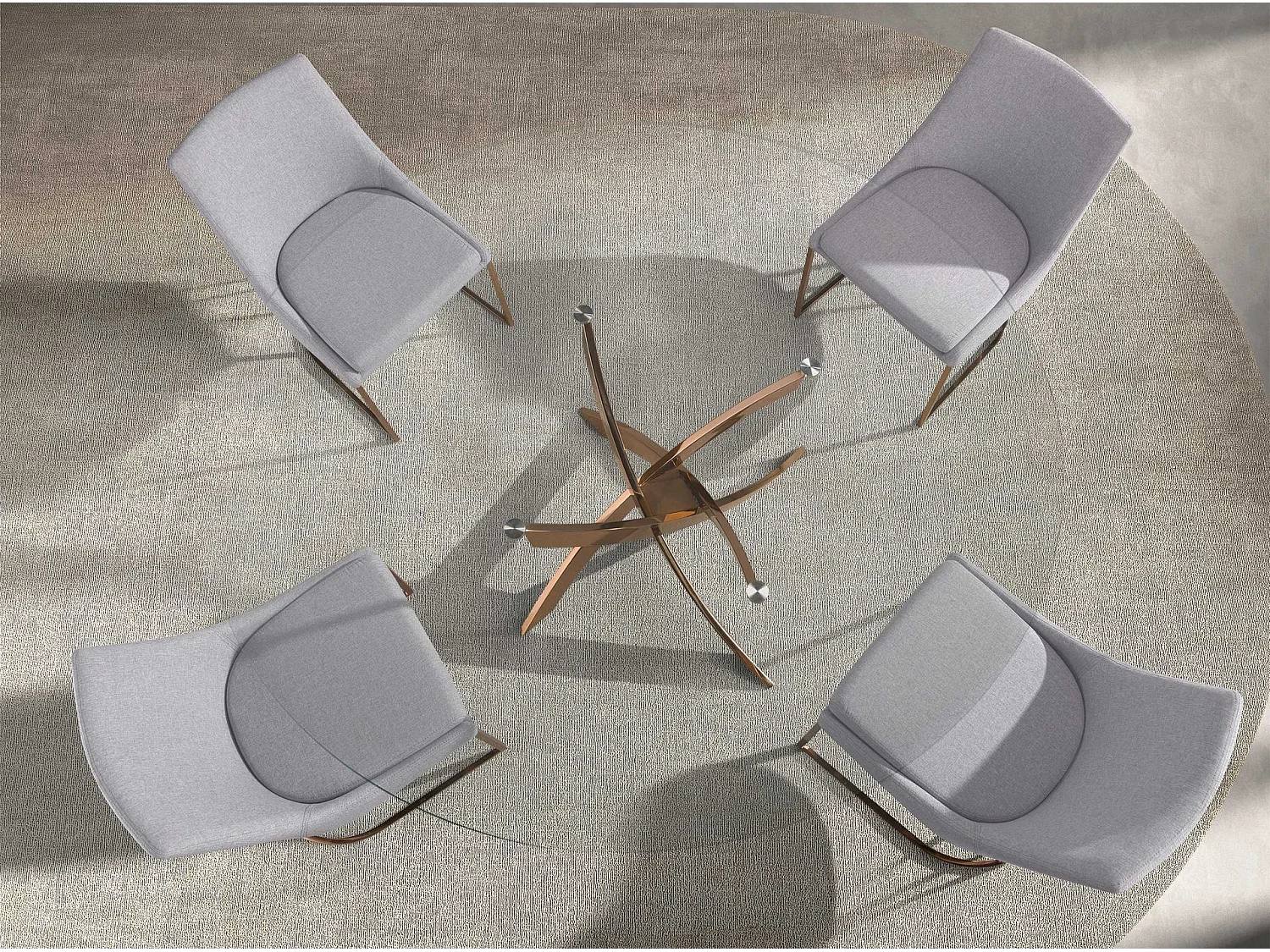 Table de salle à manger ronde en verre trempé et acier rose 1169-Ø120 ANGEL CERDA