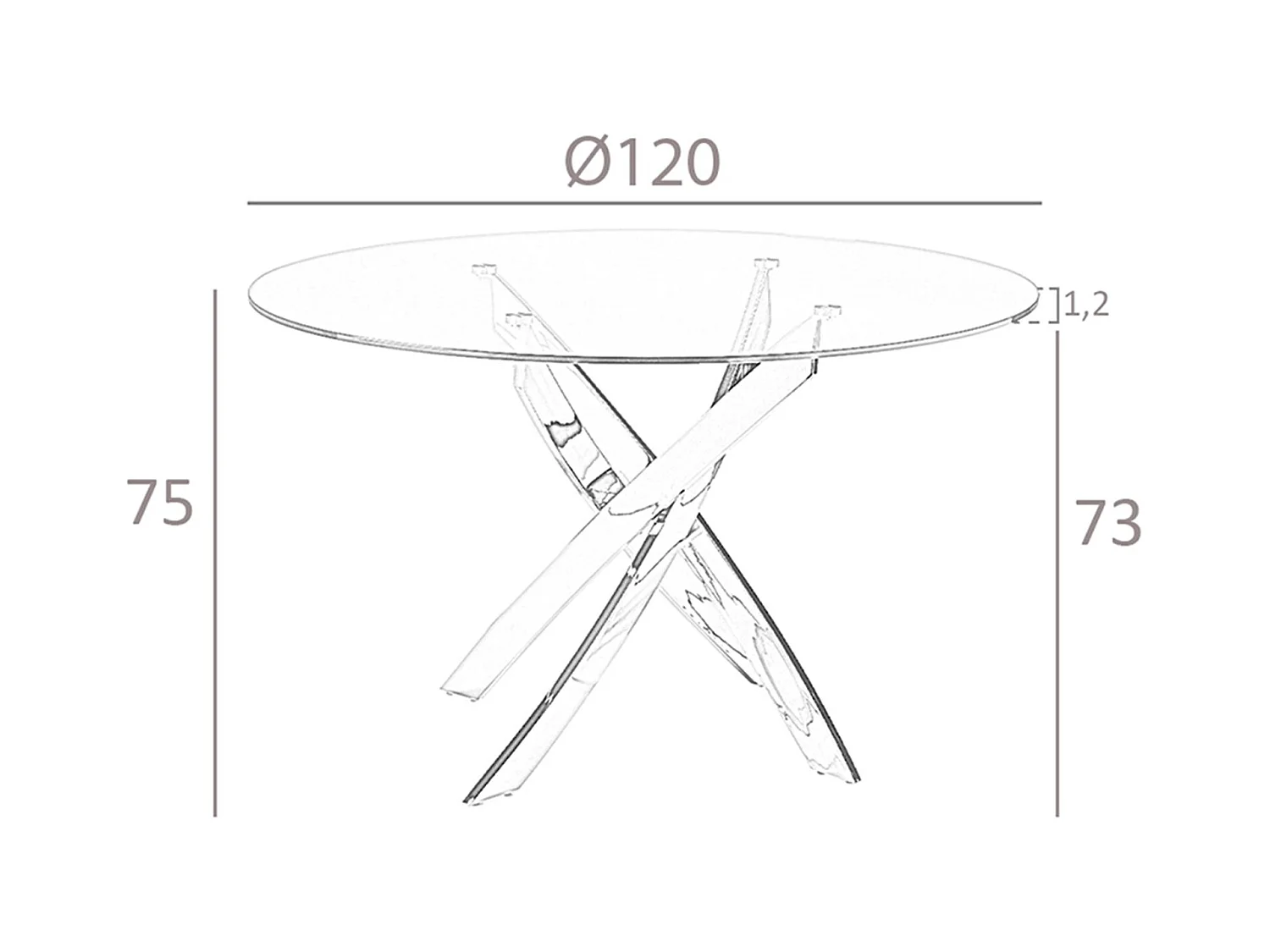 Table de salle à manger ronde en verre trempé et acier rose