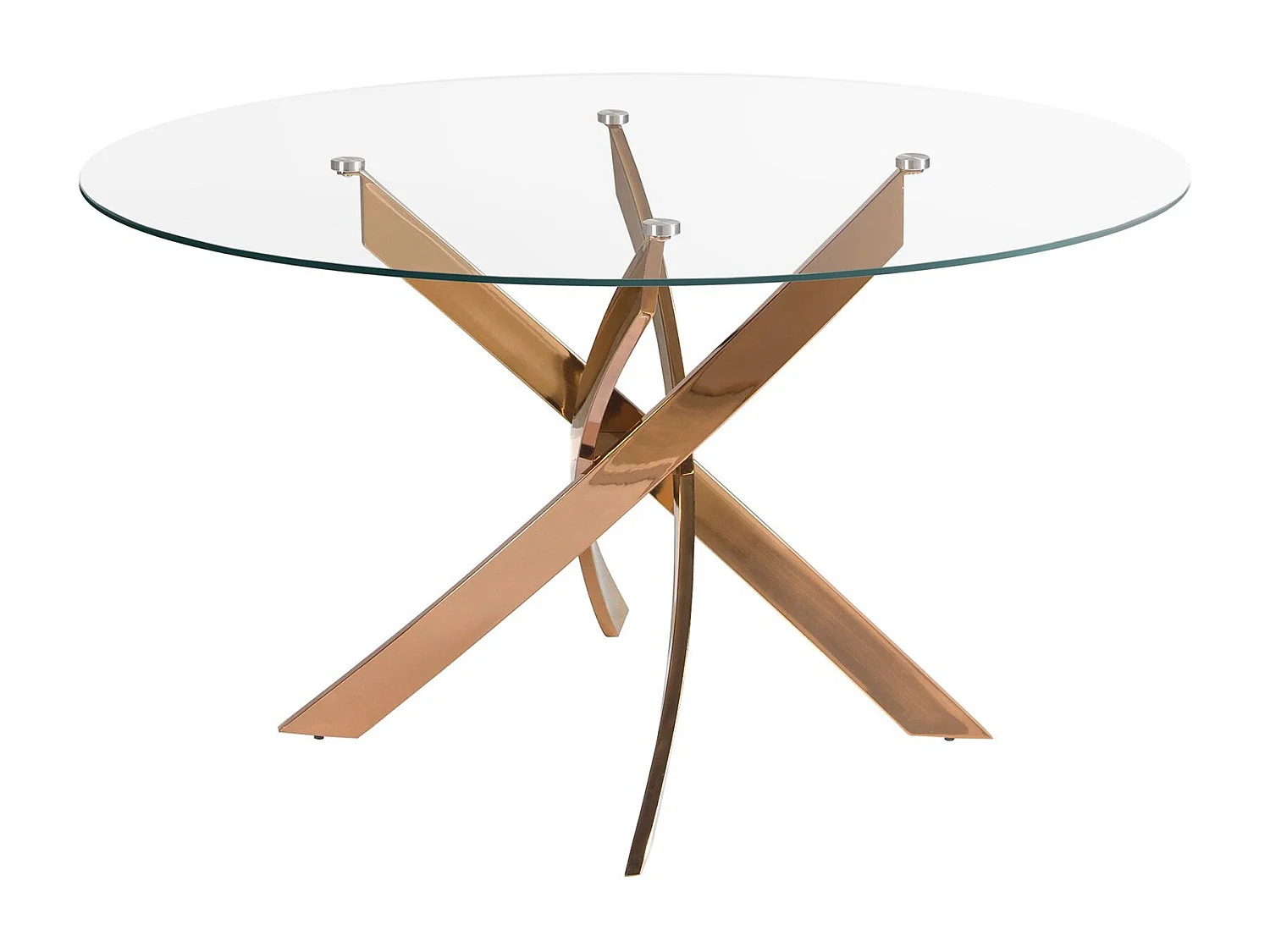 Mesa de jantar redonda em vidro temperado e aço rosa 1169-Ø120 ANGEL CERDA