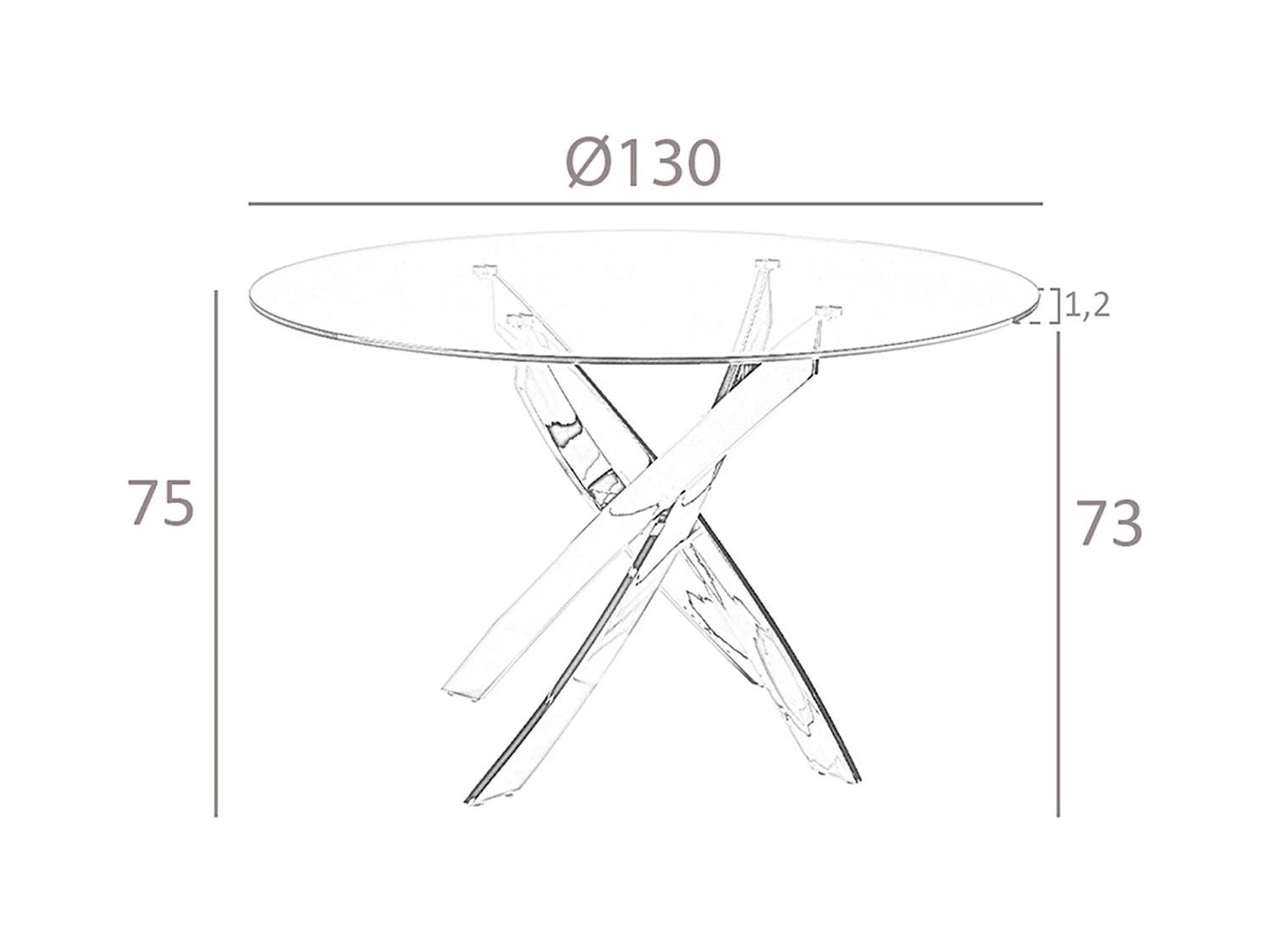 Runder Esstisch aus gehärtetem Glas und rosa Stahl 1169-Ø130 ANGEL CERDA