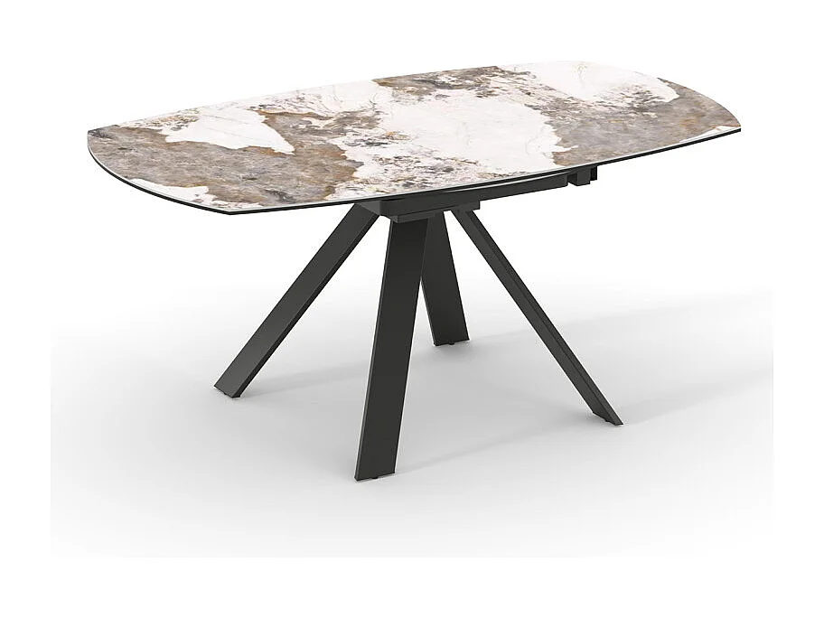 Table extensible ronde 100 à 170 cm céramique marbré - PATAGONIA